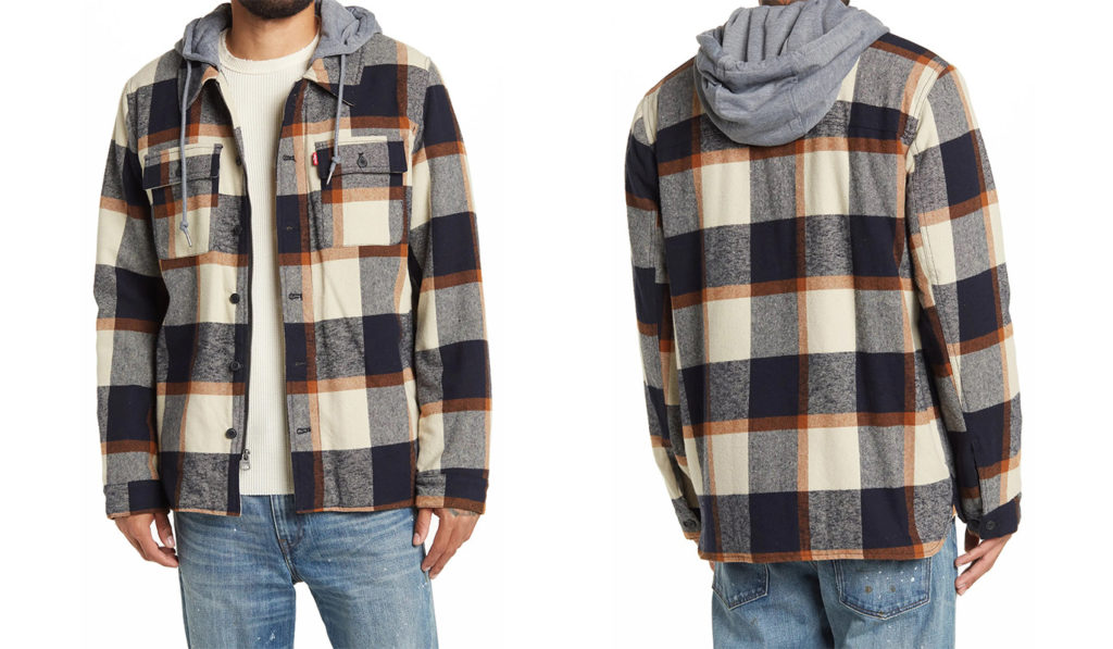 Model showing the front and back of the Levi’s Shirt Jacket